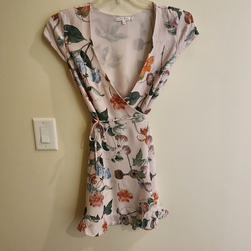 Light Pink Floral Wrap Dress X-Small